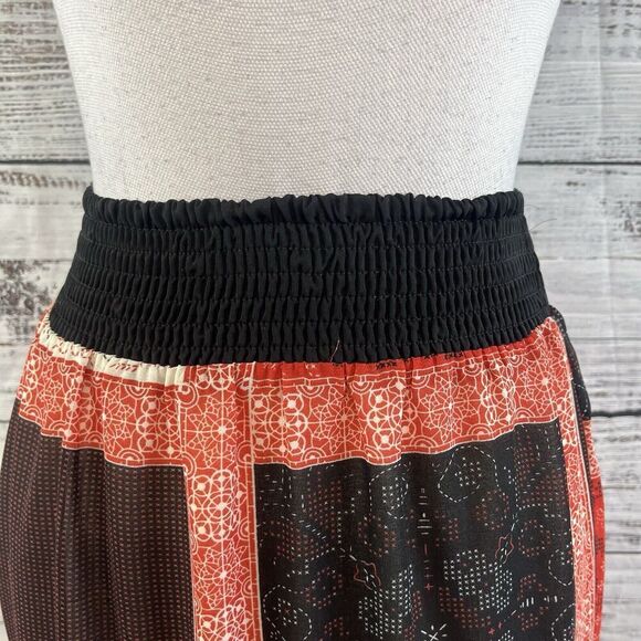 Langer Skirt sz Medium Dark Red Black Tiered Boho Lace Long Maxi Peasant Modest - Picture 6 of 14